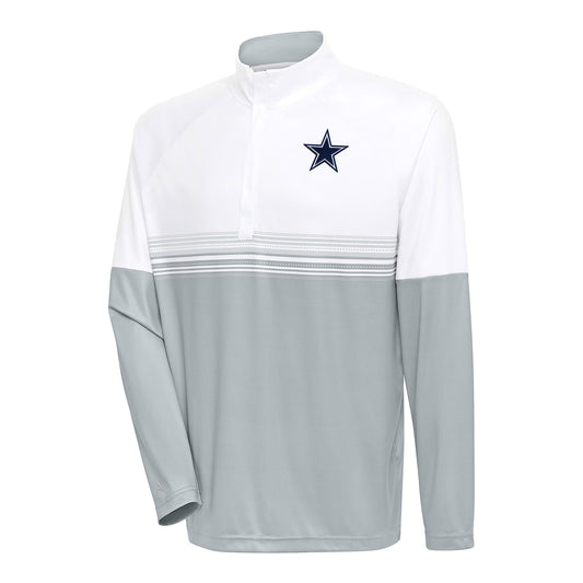 Men's Antigua White/Gray Dallas Cowboys Bender Quarter-Zip Pullover Top