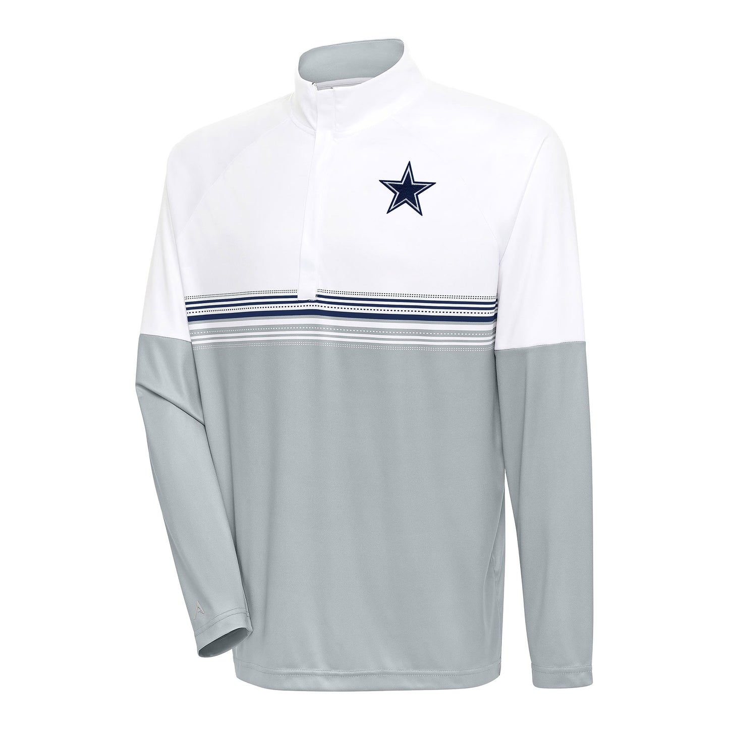 Men's Antigua White/Navy Dallas Cowboys Bender Quarter-Zip Pullover Top