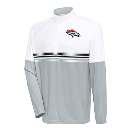 Men's Antigua White/Black Denver Broncos Bender Quarter-Zip Pullover Top