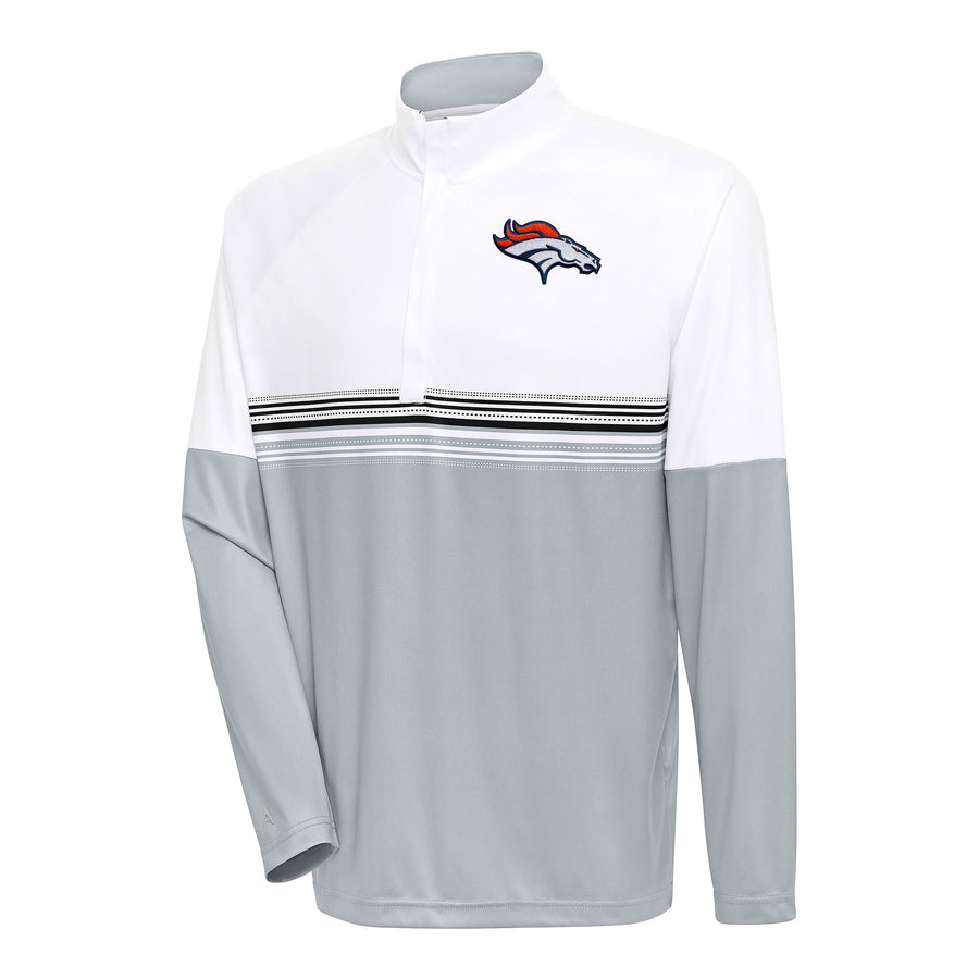 Men's Antigua White/Black Denver Broncos Bender Quarter-Zip Pullover Top