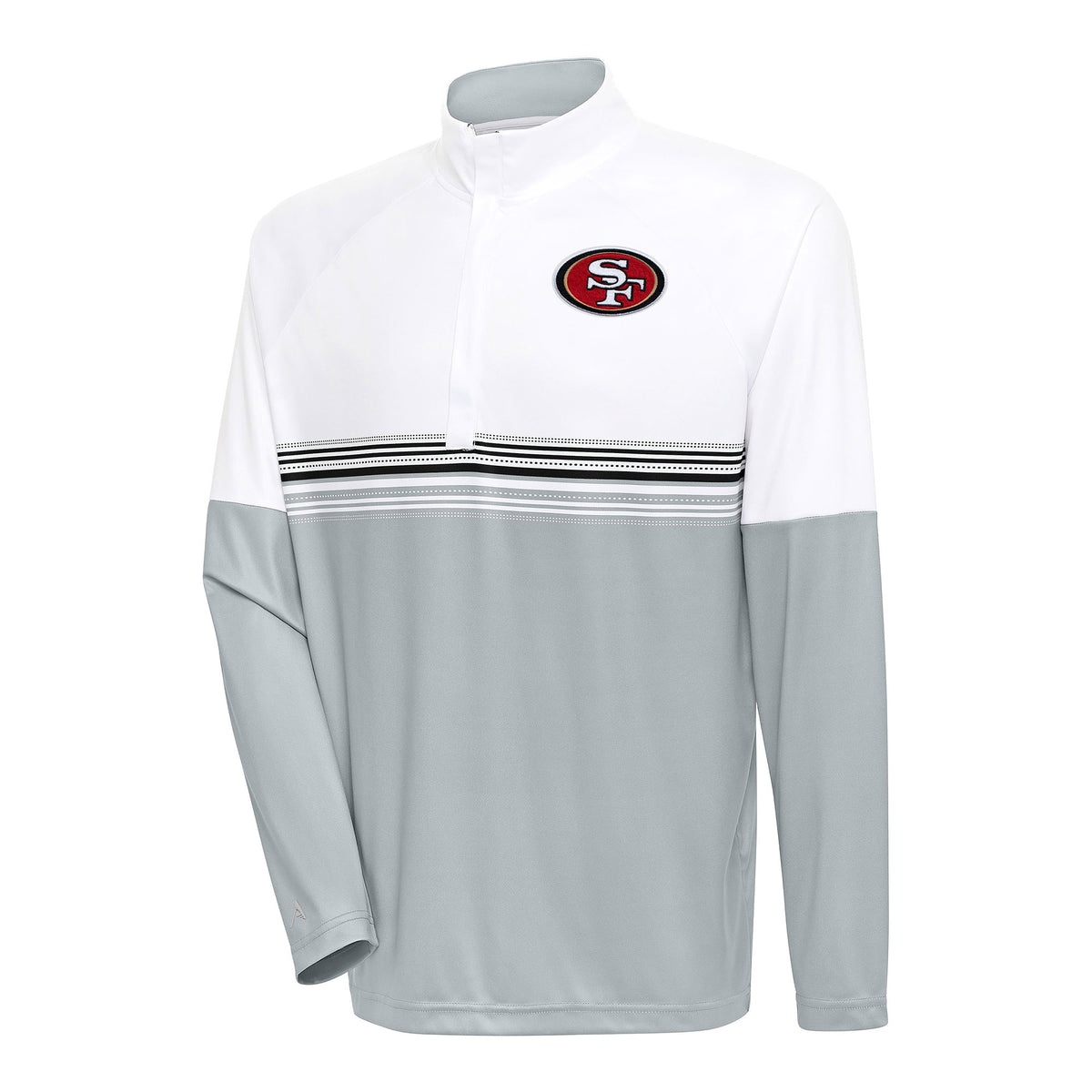 Men's Antigua White/Black San Francisco 49ers Bender Quarter-Zip Pullover Top