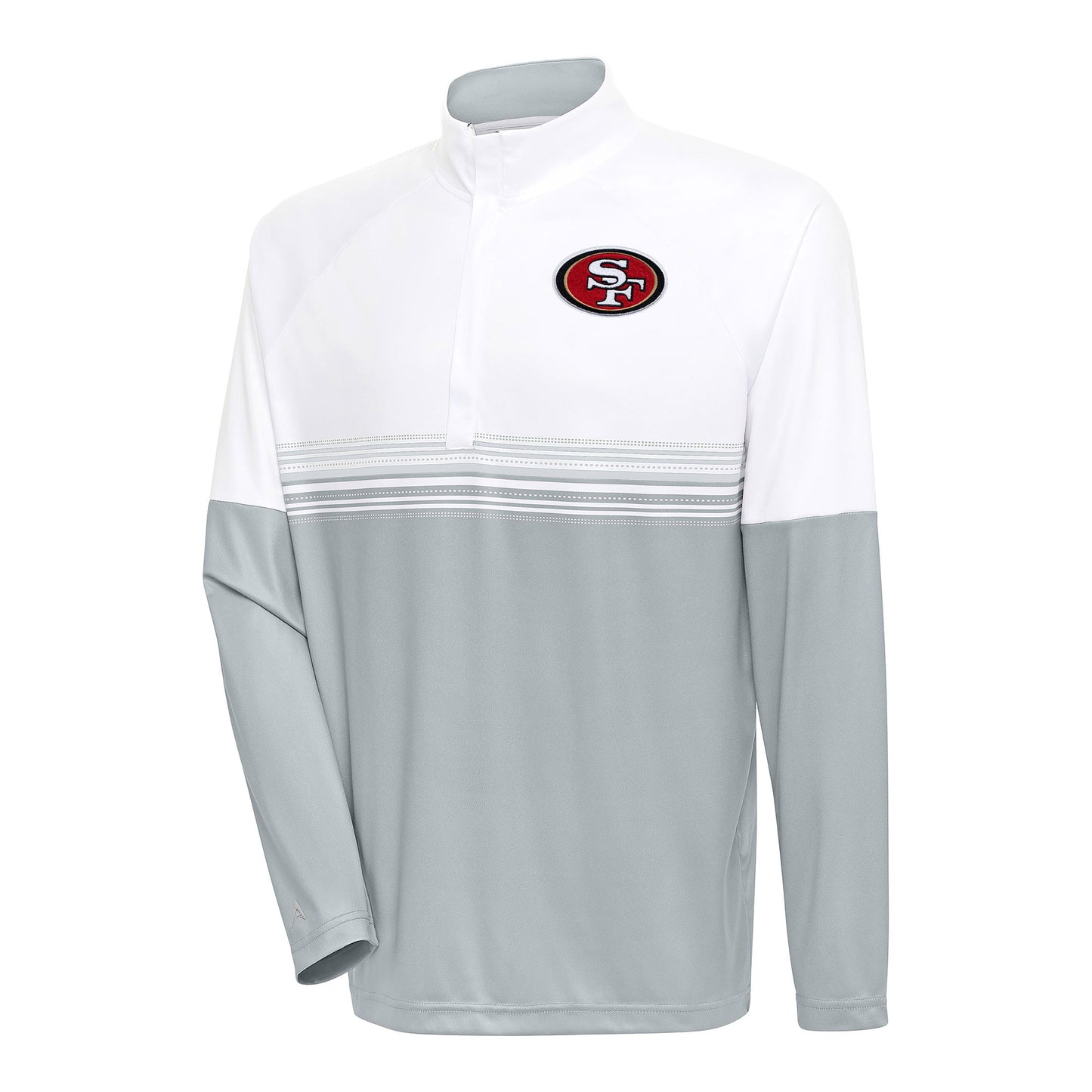 Men's Antigua White/Gray San Francisco 49ers Bender Quarter-Zip Pullover Top