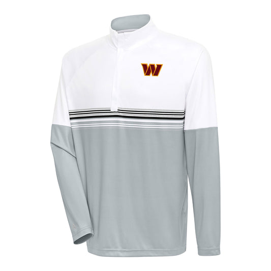 Men's Antigua White/Black Washington Commanders Bender Quarter-Zip Pullover Top