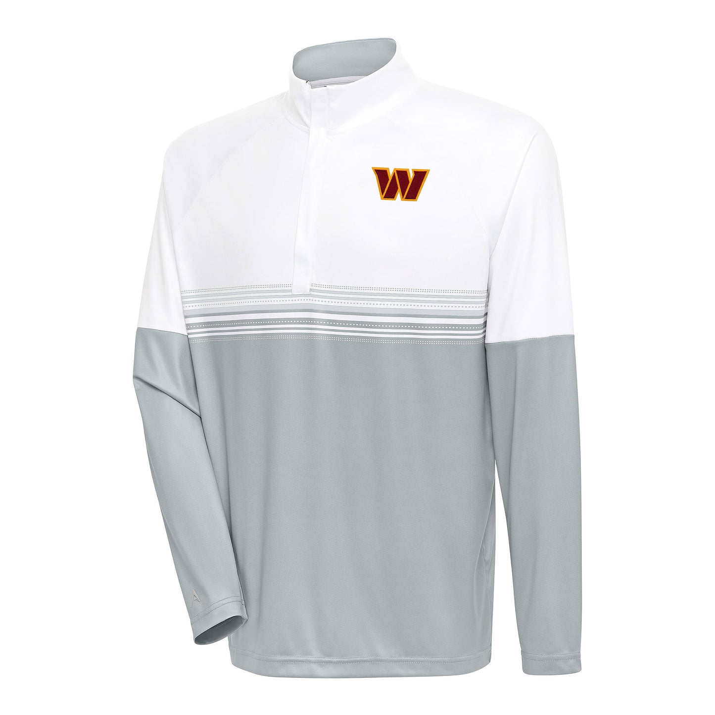 Men's Antigua White/Gray Washington Commanders Bender Quarter-Zip Pullover Top