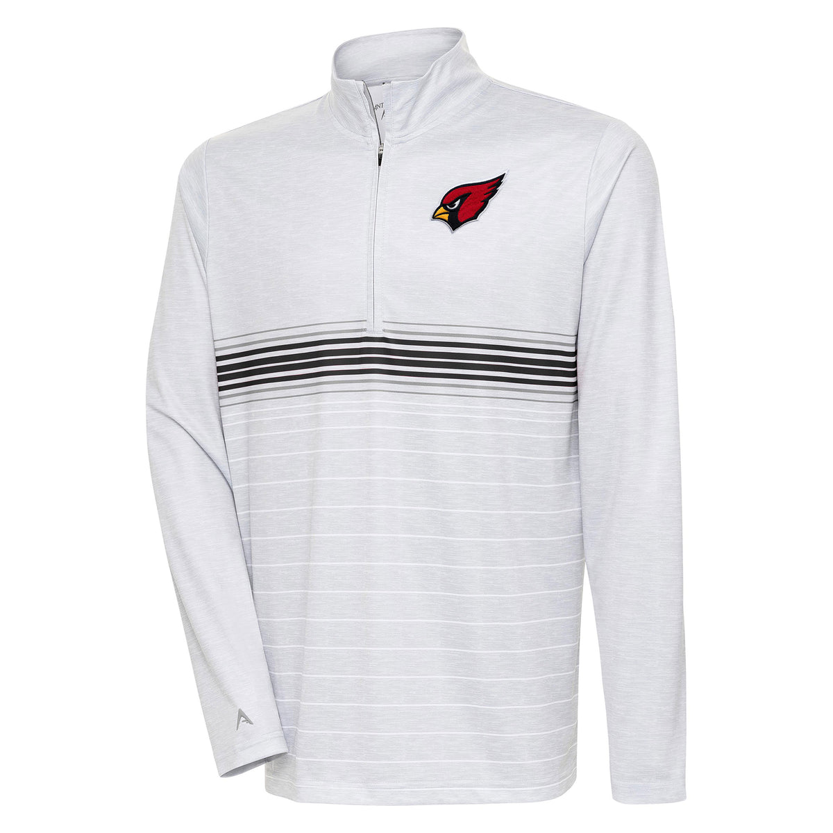 Men's Antigua Heather Gray/Black Arizona Cardinals Bullseye Quarter-Zip Pullover Top