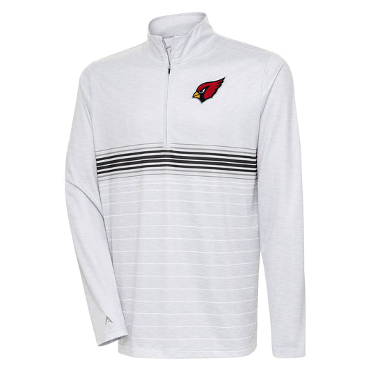 Men's Antigua Heather Gray/Black Arizona Cardinals Bullseye Quarter-Zip Pullover Top