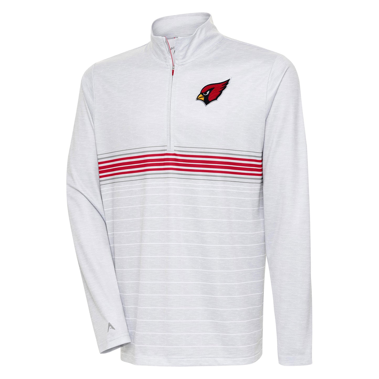 Men's Antigua Heather Gray/Red Arizona Cardinals Bullseye Quarter-Zip Pullover Top