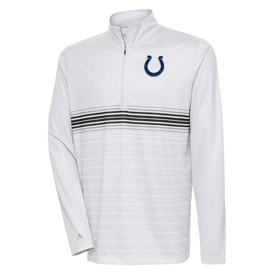 Men's Antigua Heather Gray/Black Indianapolis Colts Bullseye Quarter-Zip Pullover Top