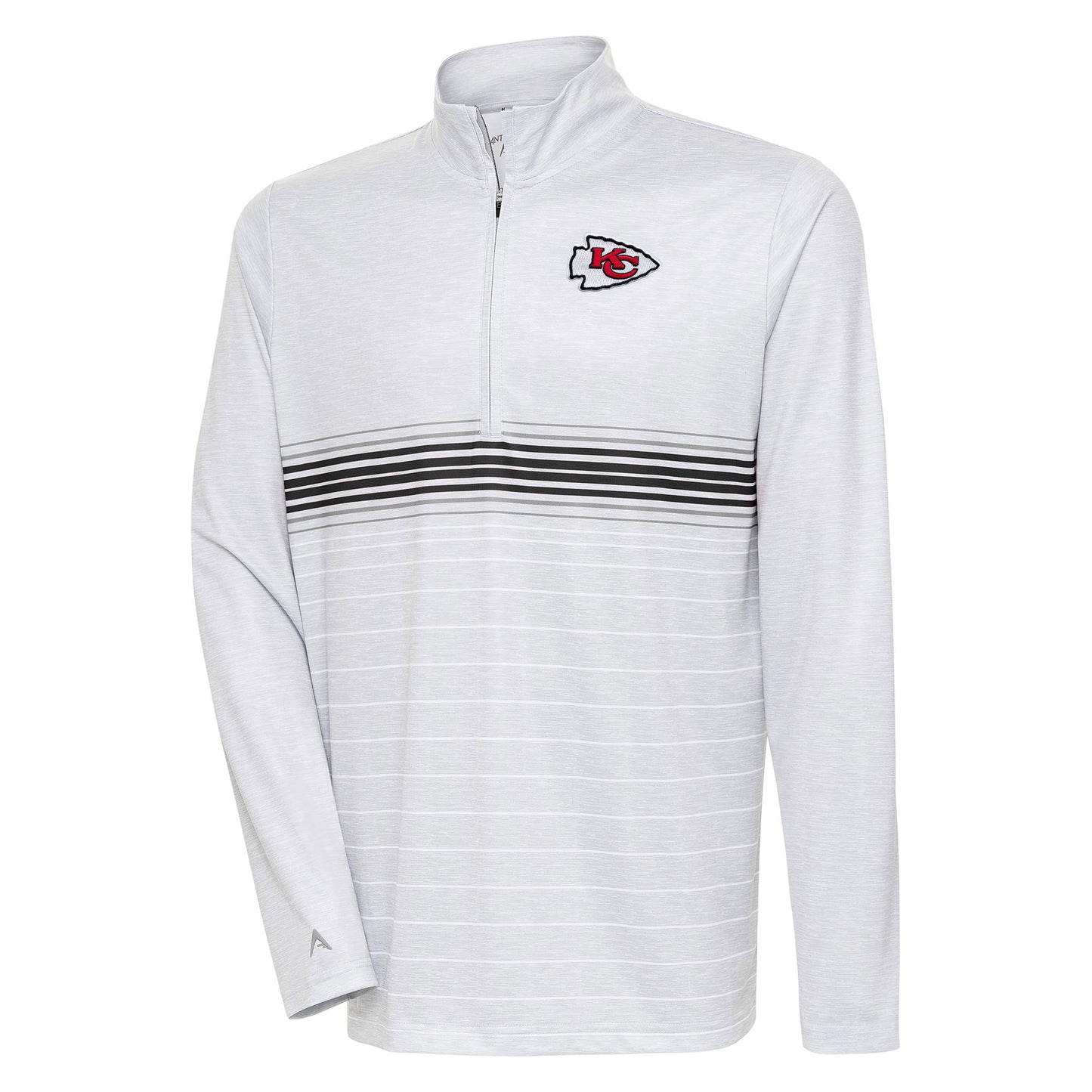 Men's Antigua Heather Gray/Black Kansas City Chiefs Bullseye Quarter-Zip Pullover Top