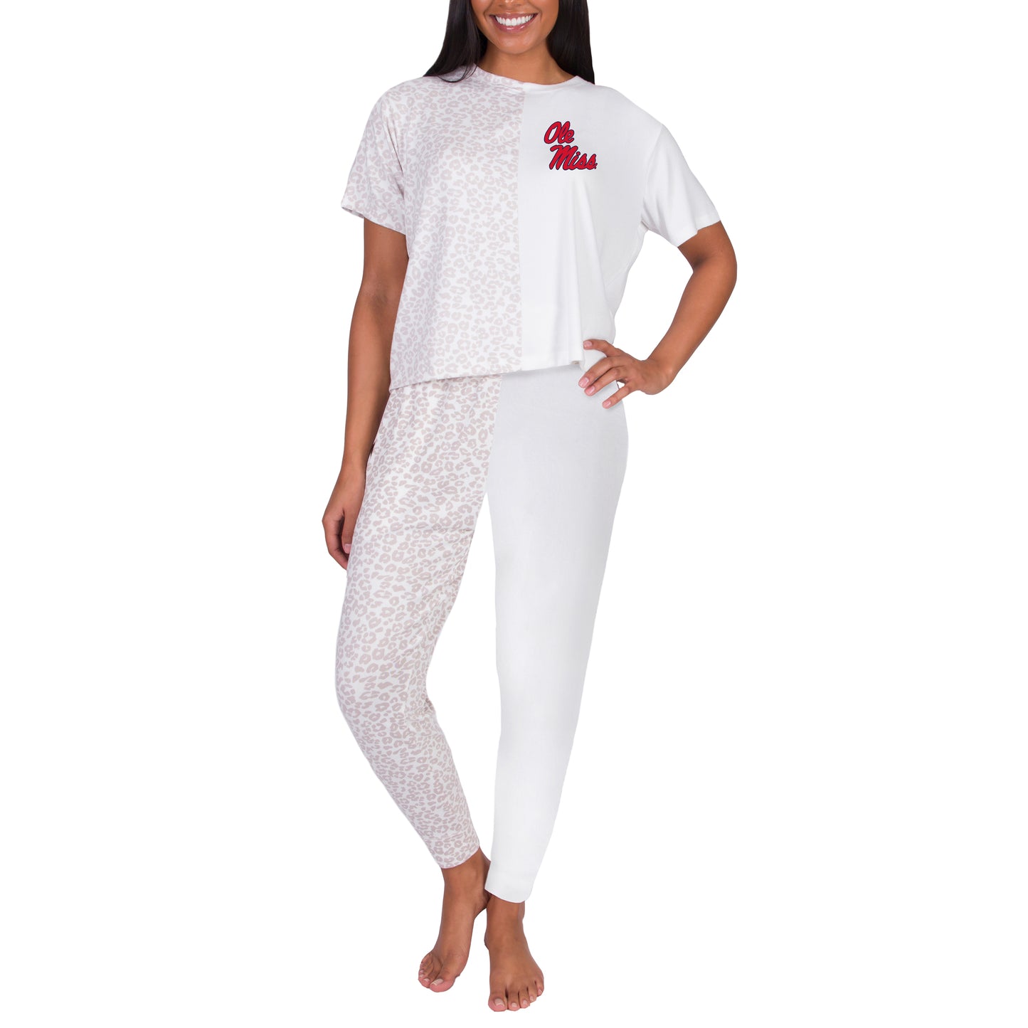 Women's Concepts Sport Cream Ole Miss Rebels Team Logo Brightside Top & Pants Set