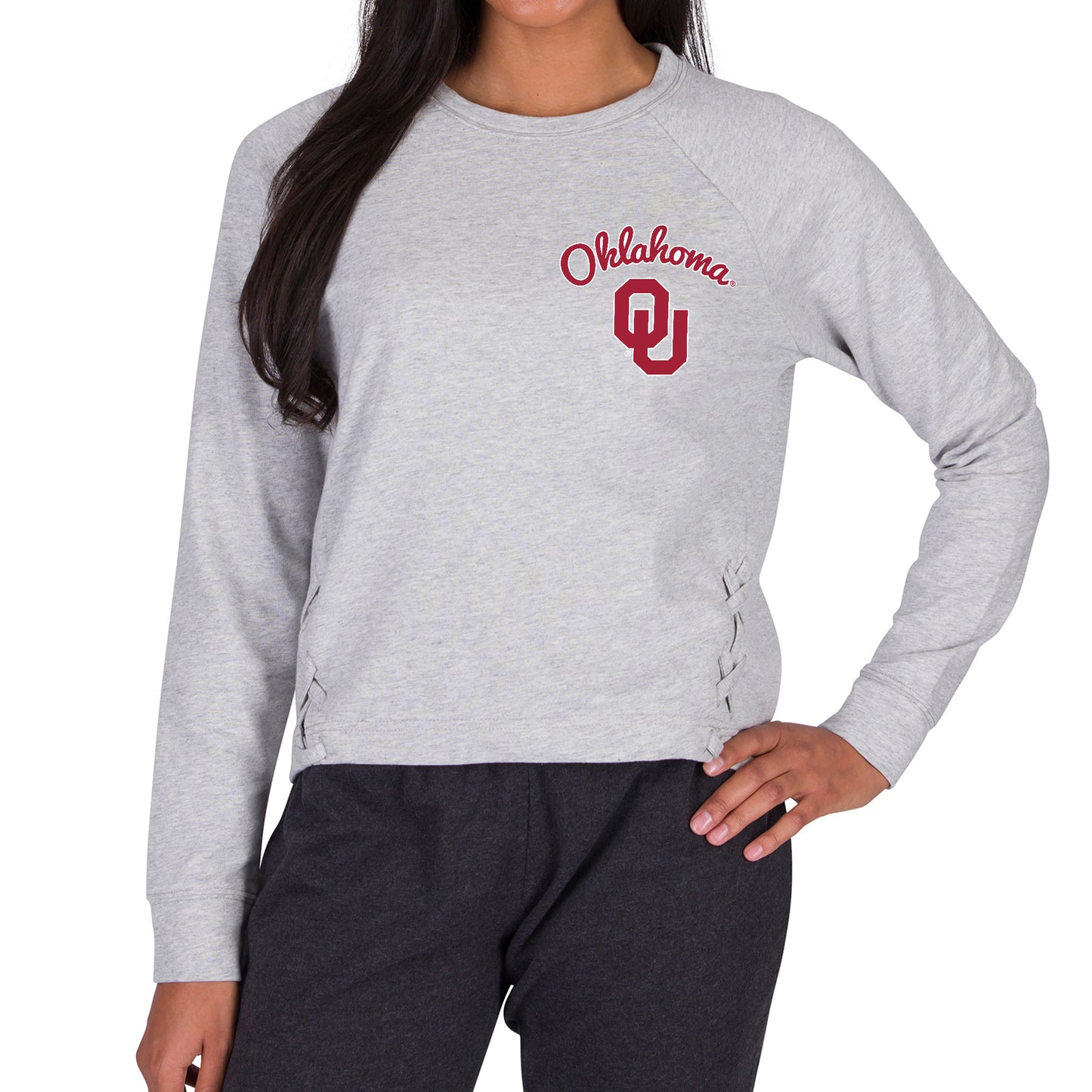 Women's Concepts Sport Gray Oklahoma Sooners Greenway Long Sleeve T-Shirt