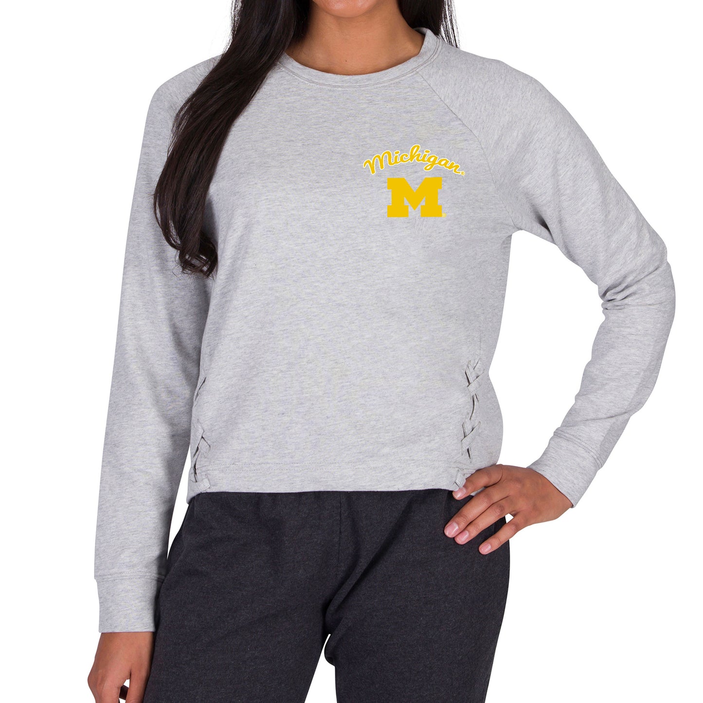 Women's Concepts Sport Gray Michigan Wolverines Greenway Long Sleeve T-Shirt