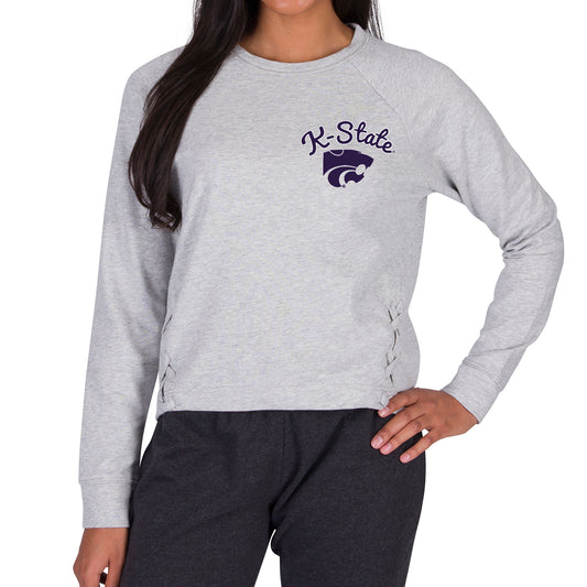 Women's Concepts Sport Gray Kansas State Wildcats Greenway Long Sleeve T-Shirt