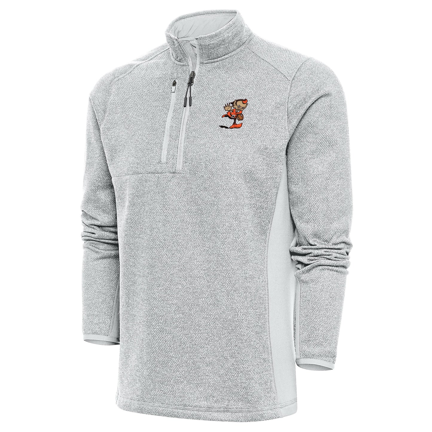 Men's Antigua Heather Gray Cleveland Browns Team Logo Course Quarter-Zip Pullover Top