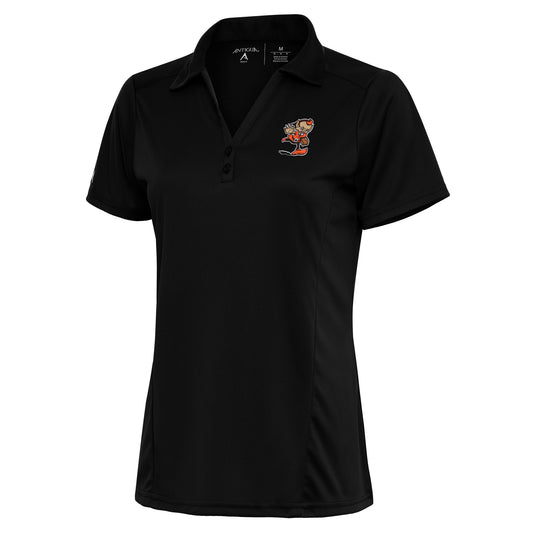 Women's Antigua Black Cleveland Browns Primary Team Logo Tribute Polo