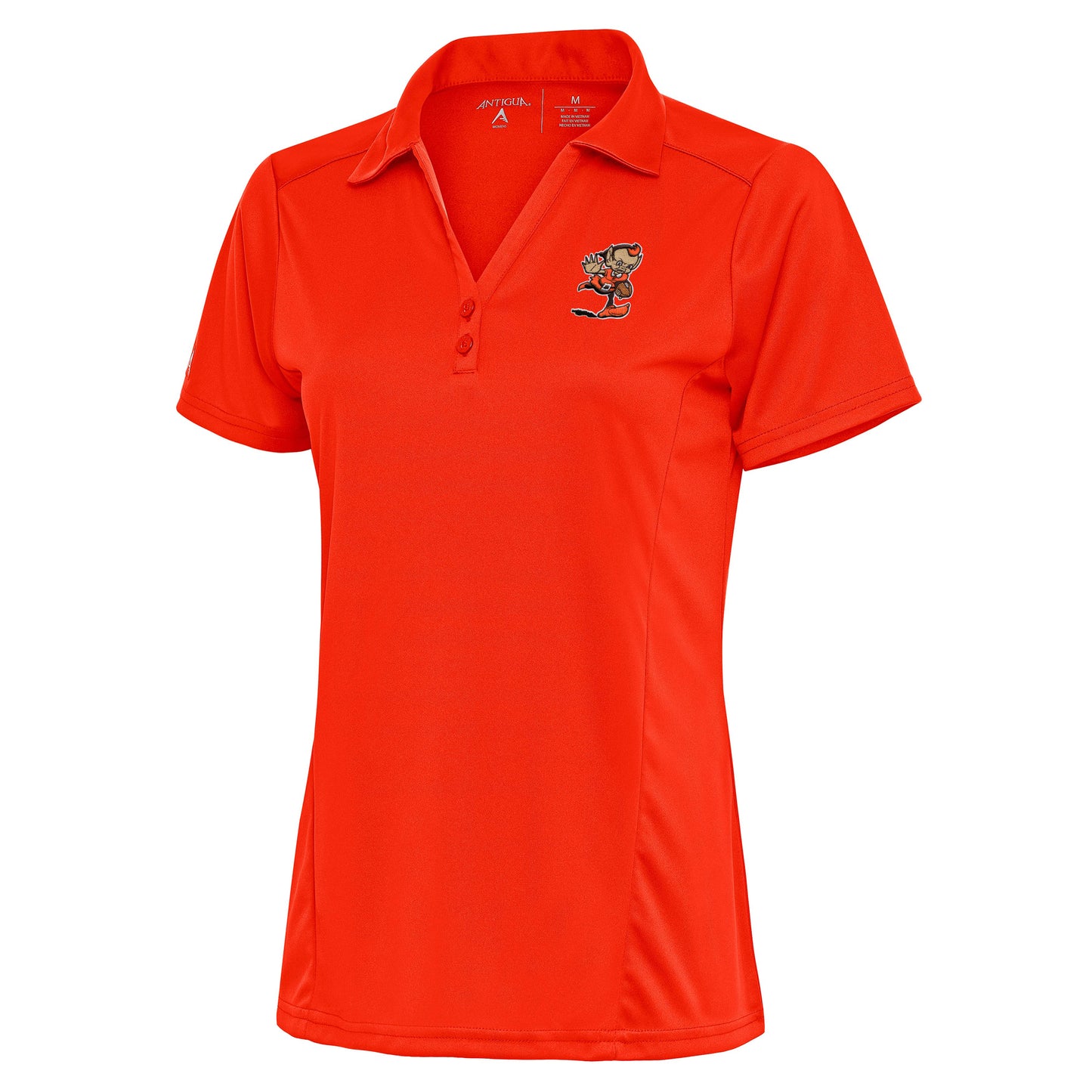 Women's Antigua Orange Cleveland Browns Primary Team Logo Tribute Polo