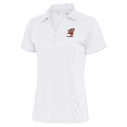 Women's Antigua White Cleveland Browns Primary Team Logo Tribute Polo