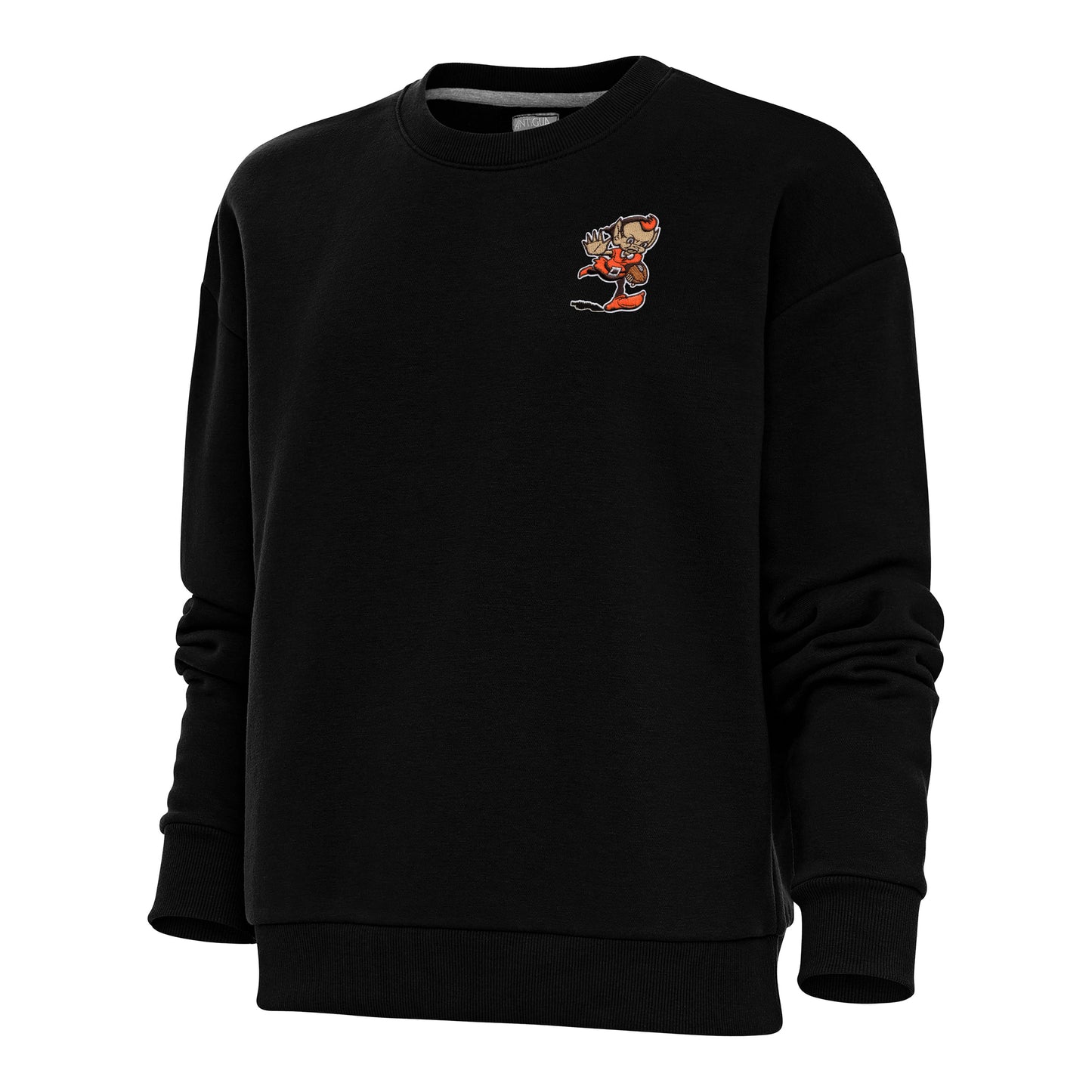 Women's Antigua Black Cleveland Browns Primary Team Logo Victory Pullover Sweatshirt