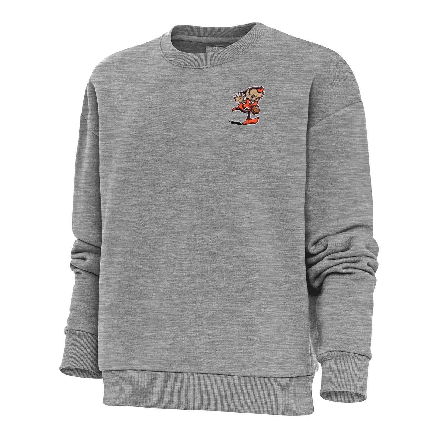 Women's Antigua Heather Gray Cleveland Browns Primary Team Logo Victory Pullover Sweatshirt