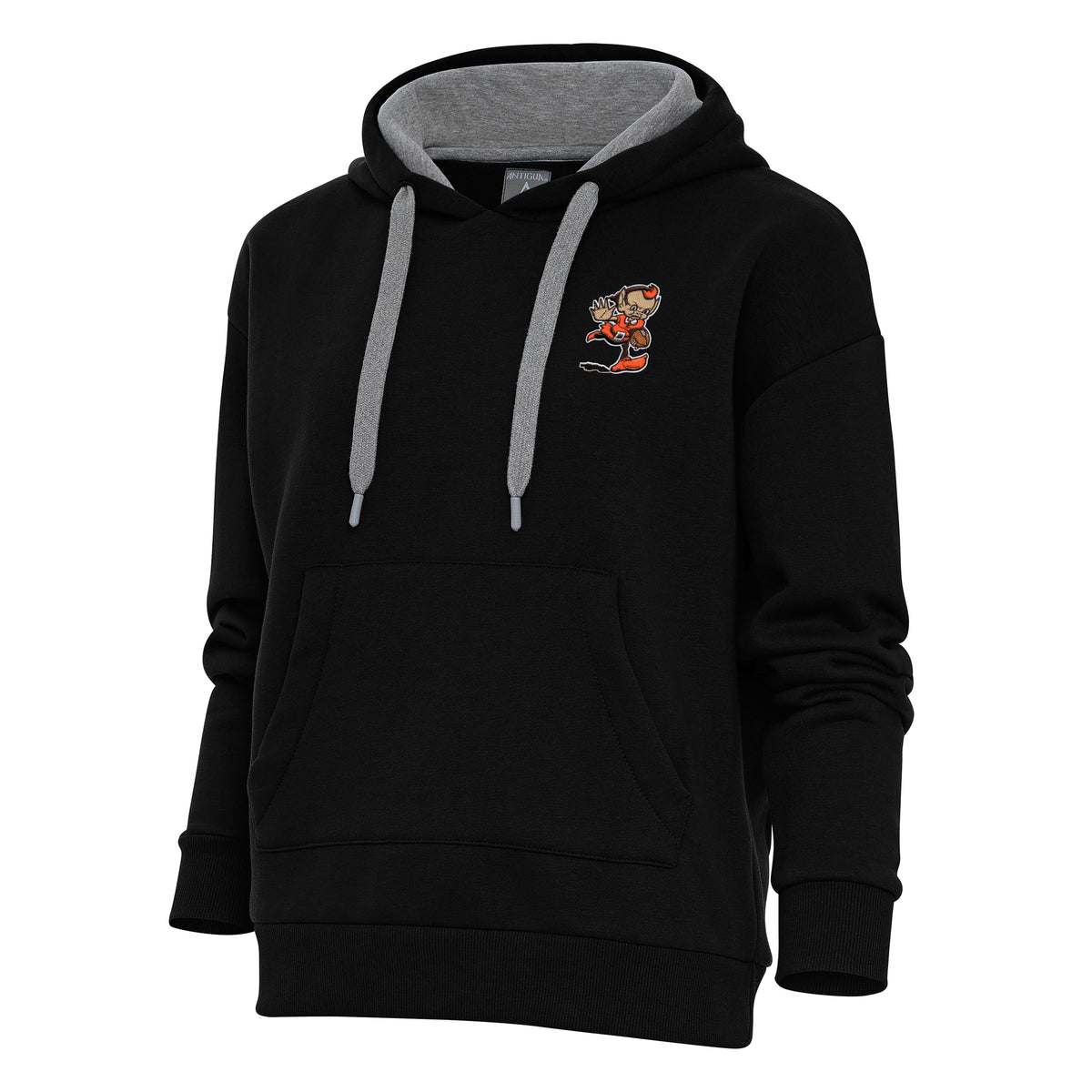 Women's Antigua Black Cleveland Browns Primary Team Logo Victory Pullover Hoodie