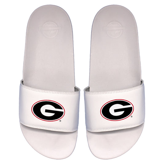 Men's ISlide White Georgia Bulldogs Primary Logo Motto Slide Sandals