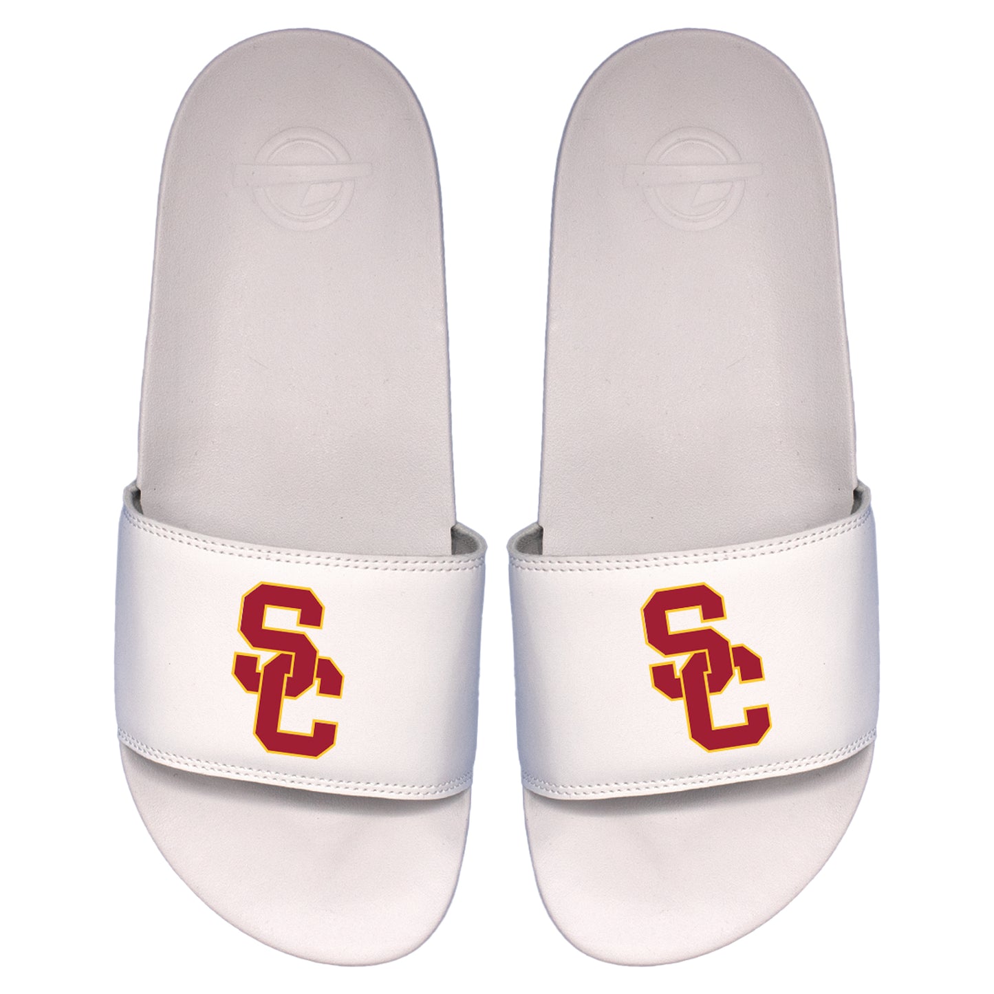 Men's ISlide White USC Trojans Primary Logo Motto Slide Sandals