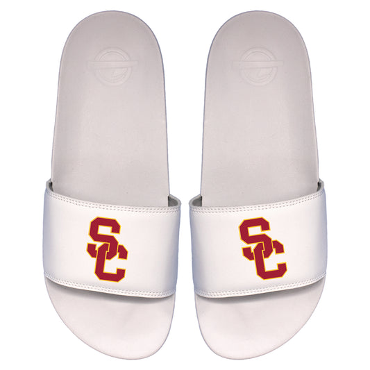 Men's ISlide White USC Trojans Primary Logo Motto Slide Sandals