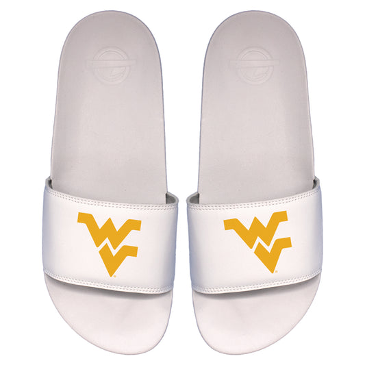 Men's ISlide White West Virginia Mountaineers Primary Logo Motto Slide Sandals