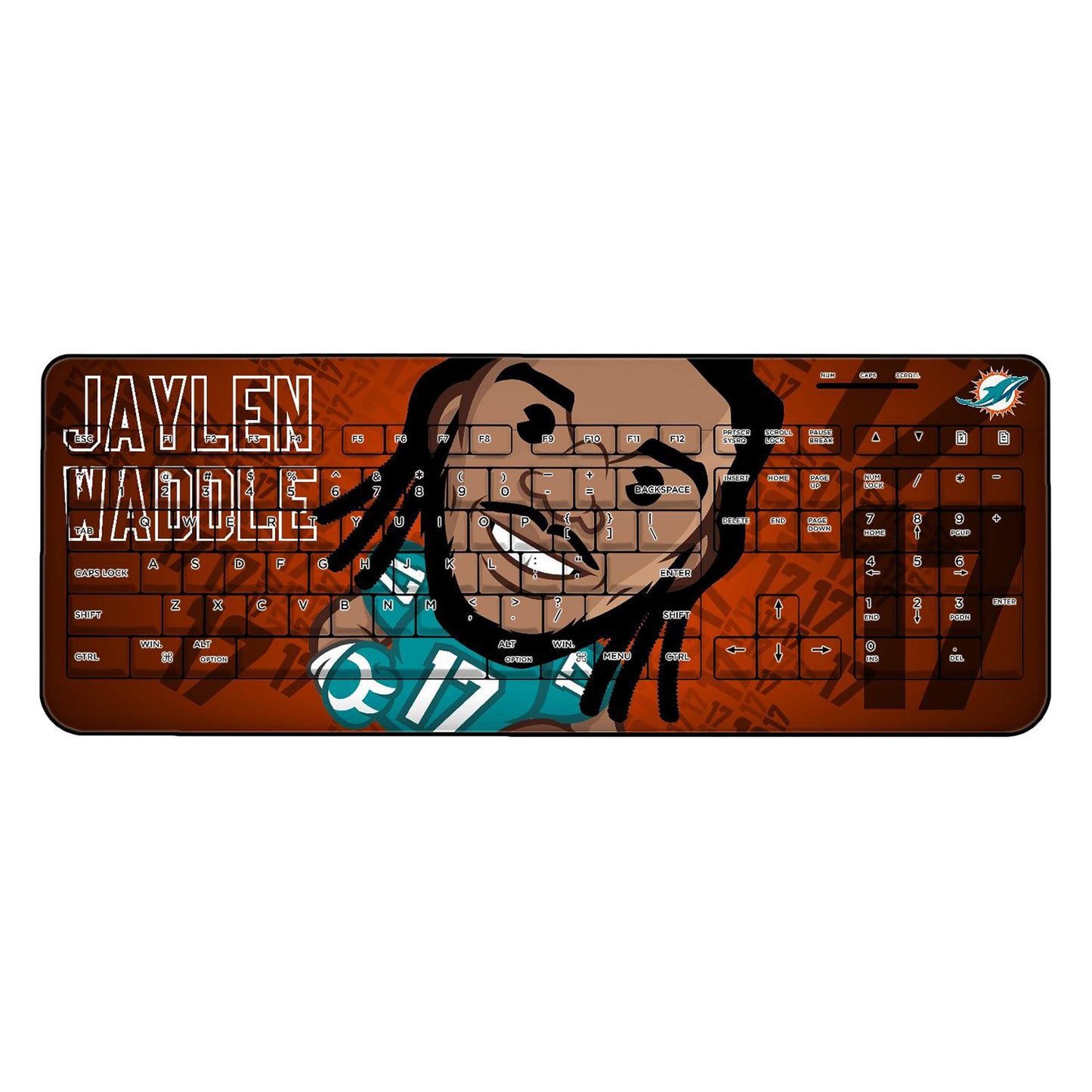 Jaylen Waddle Miami Dolphins Emoji Design Wireless Keyboard