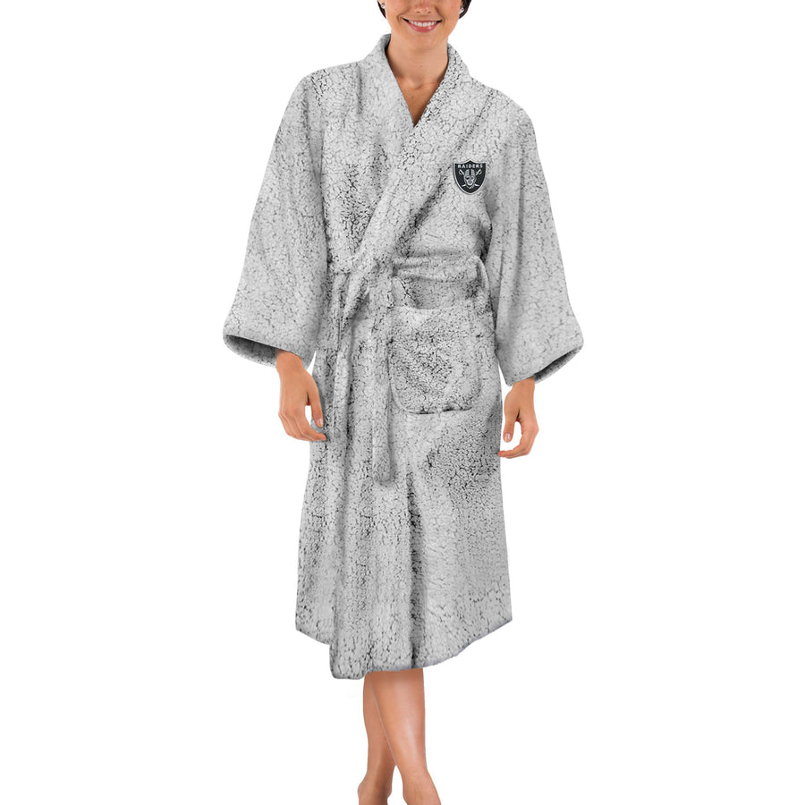 Women's The Northwest Group Gray Las Vegas Raiders Sherpa Bathrobe