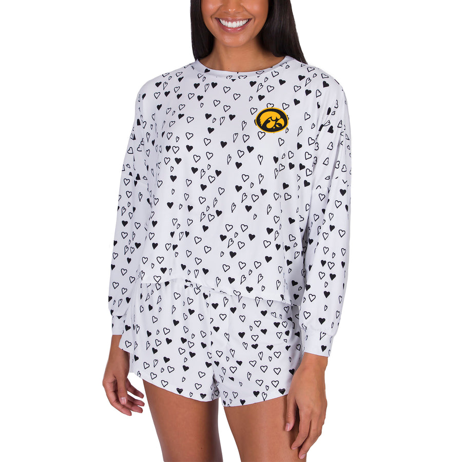Women's Concepts Sport White Iowa Hawkeyes Epiphany Long Sleeve Top & Shorts Set