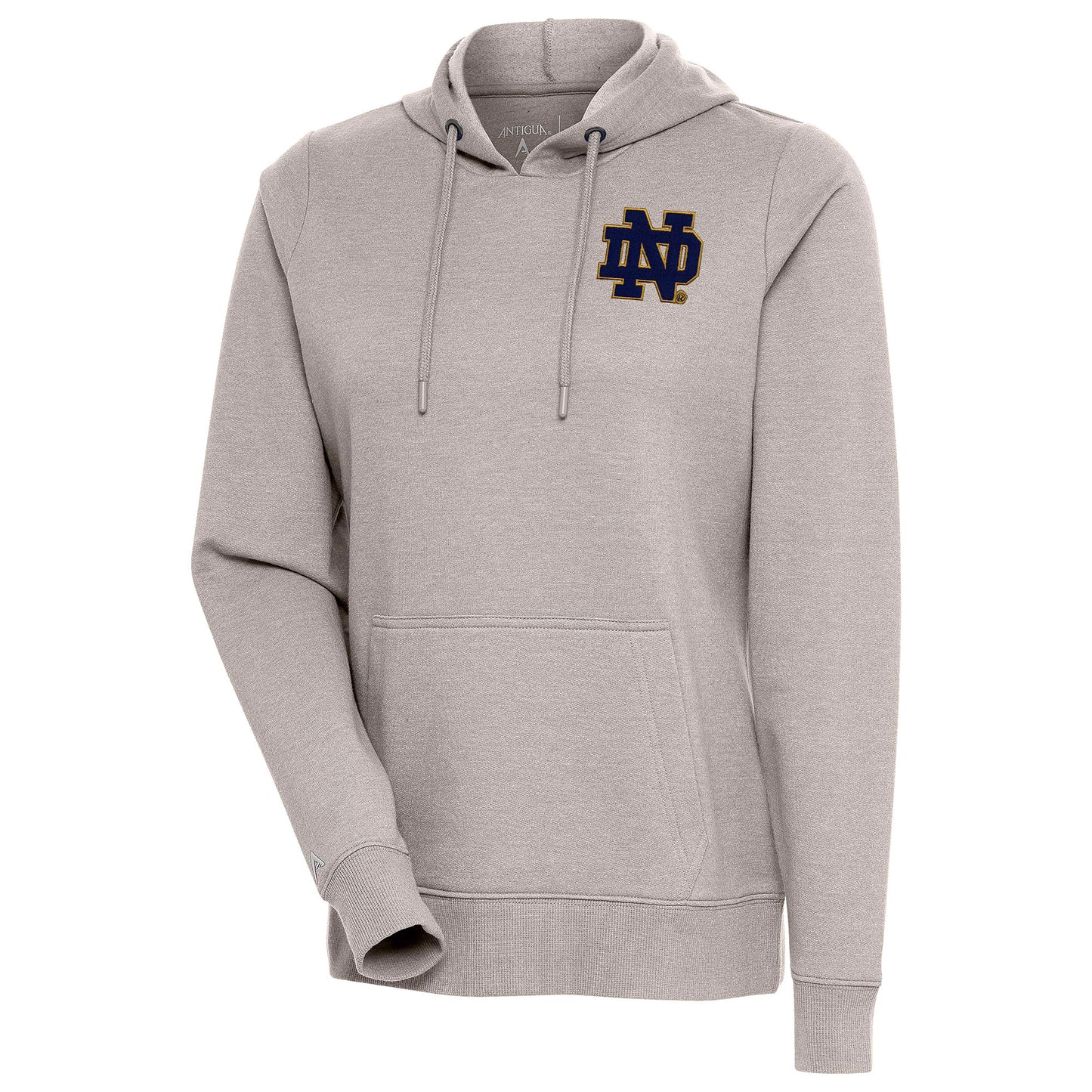 Women's Antigua Oatmeal Notre Dame Fighting Irish Action Pullover Hoodie