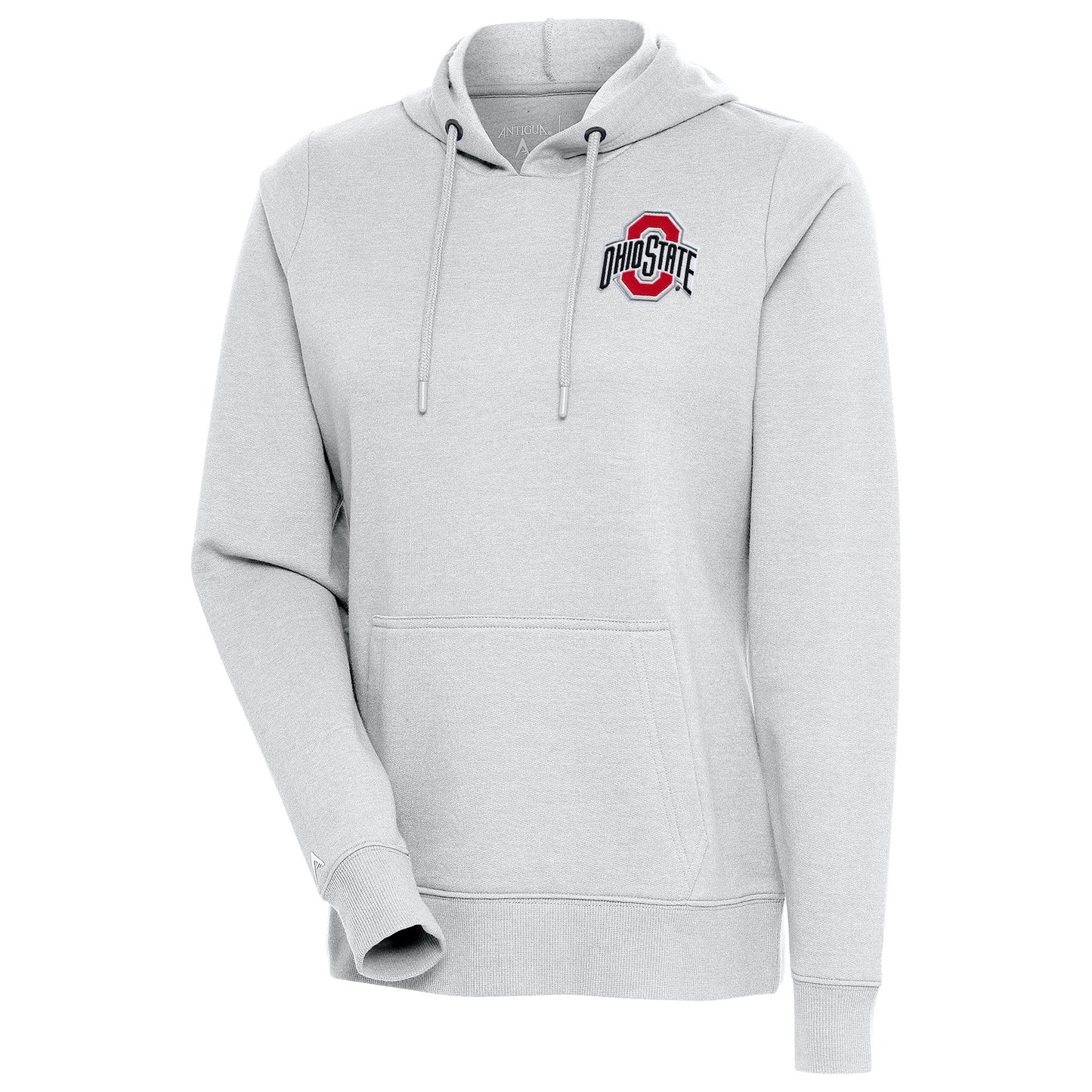 Women's Antigua Heather Gray Ohio State Buckeyes Action Pullover Hoodie