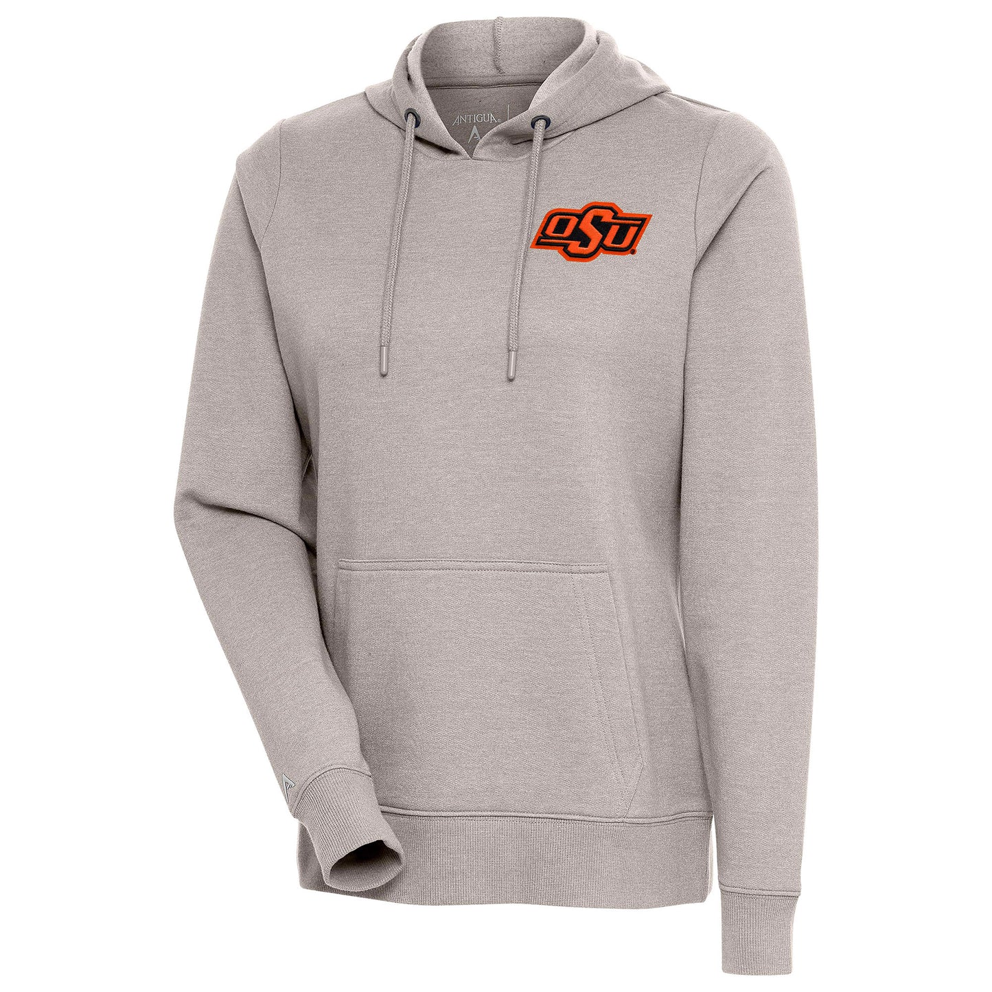 Women's Antigua Oatmeal Oklahoma State Cowboys Action Pullover Hoodie