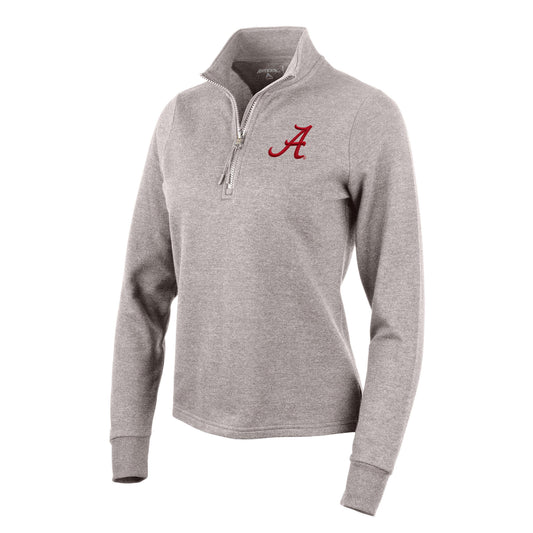 Women's Antigua Oatmeal Alabama Crimson Tide Action Quarter-Zip Pullover Sweatshirt