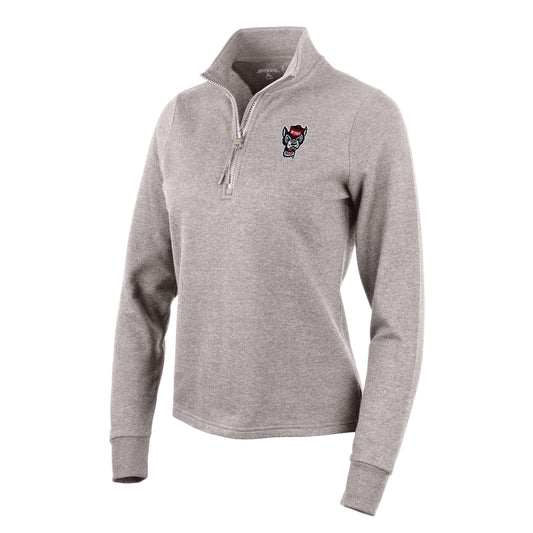 Women's Antigua Oatmeal NC State Wolfpack Action Quarter-Zip Pullover Sweatshirt