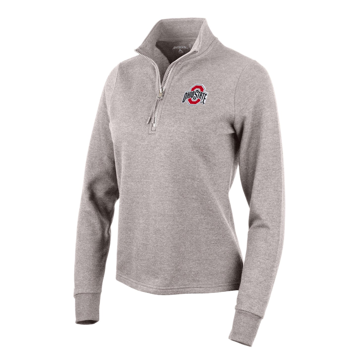 Women's Antigua Oatmeal Ohio State Buckeyes Action Quarter-Zip Pullover Sweatshirt