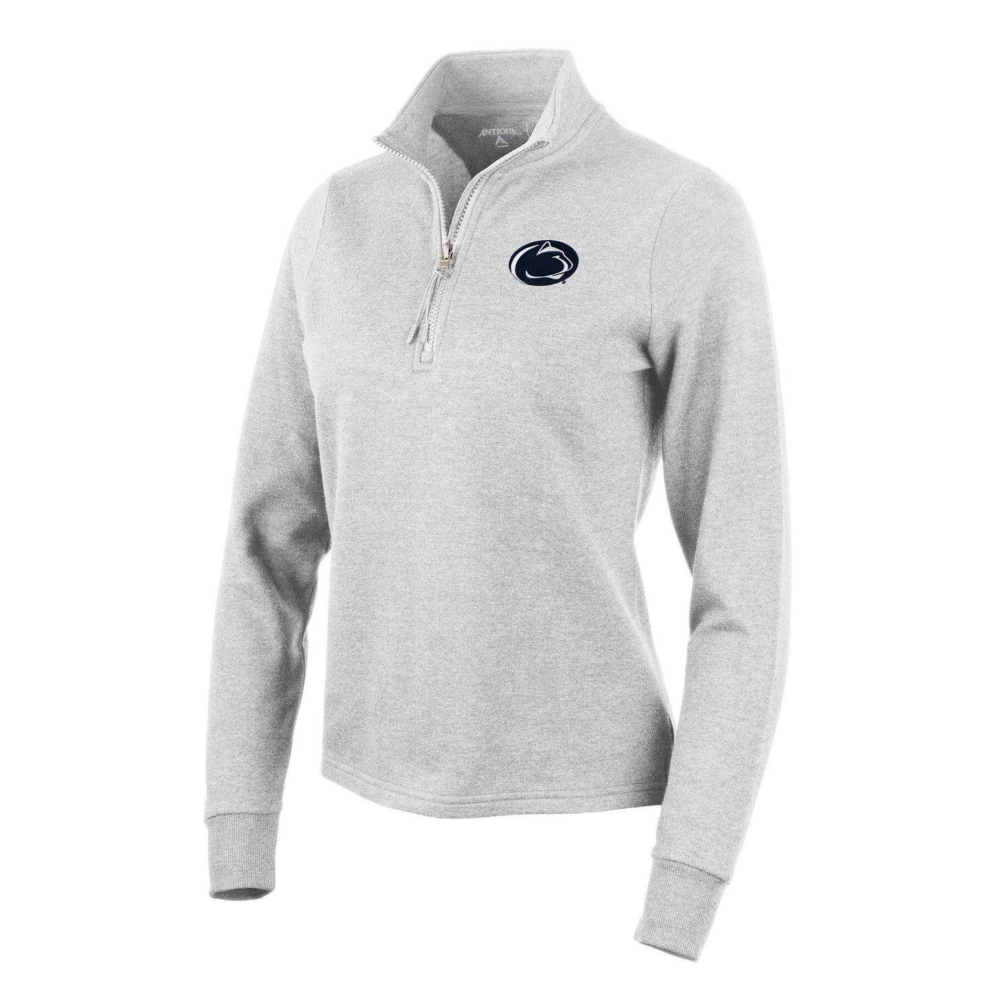 Women's Antigua Heather Gray Penn State Nittany Lions Action Quarter-Zip Pullover Sweatshirt