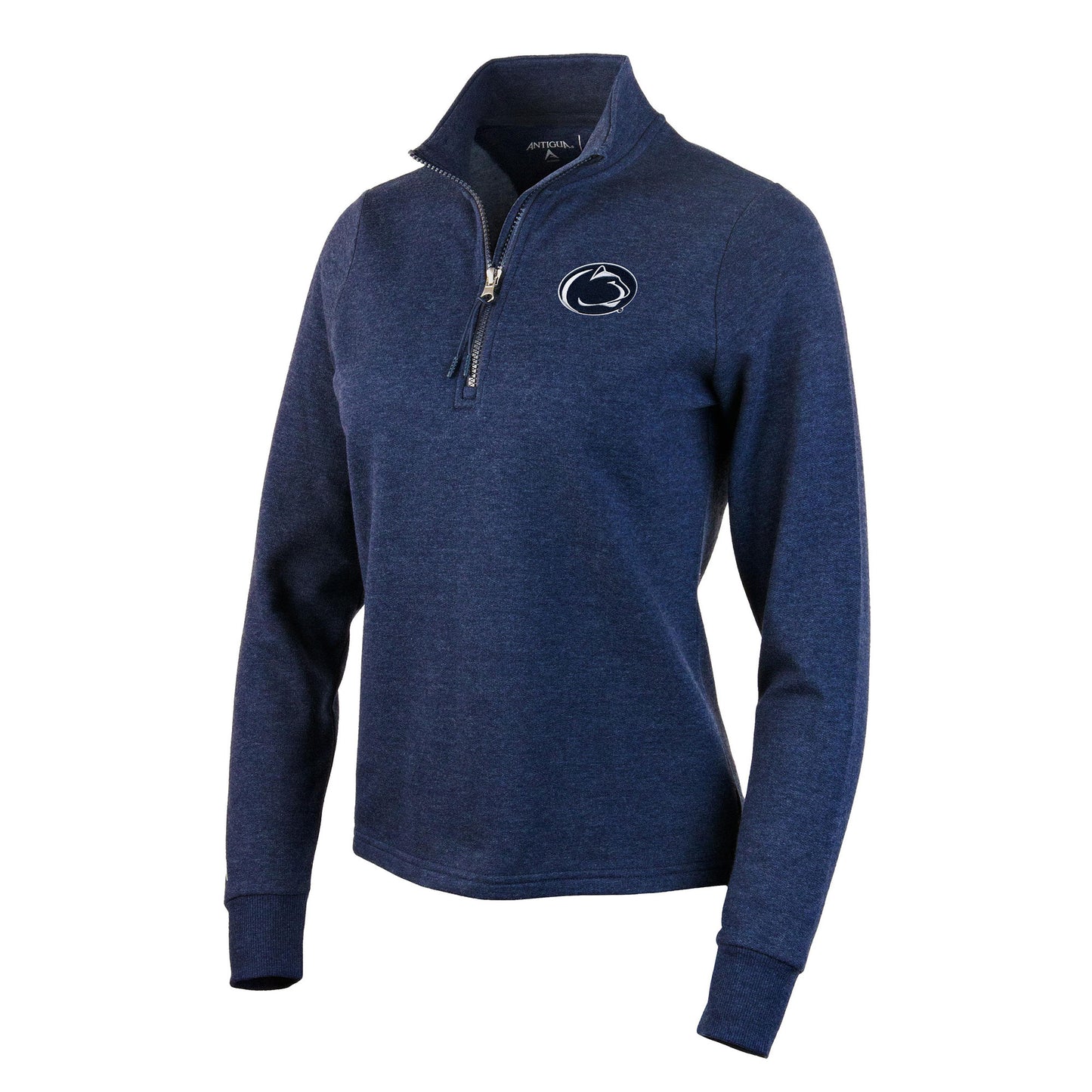 Women's Antigua Heather Navy Penn State Nittany Lions Action Quarter-Zip Pullover Sweatshirt