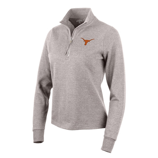 Women's Antigua Oatmeal Texas Longhorns Action Quarter-Zip Pullover Sweatshirt