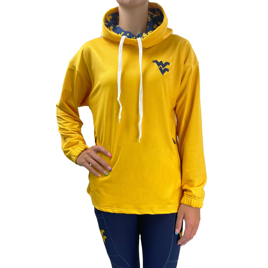 Women's Gold West Virginia Mountaineers Luxe Pullover Hoodie