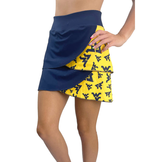 Women's Navy West Virginia Mountaineers Petal Performance Skort