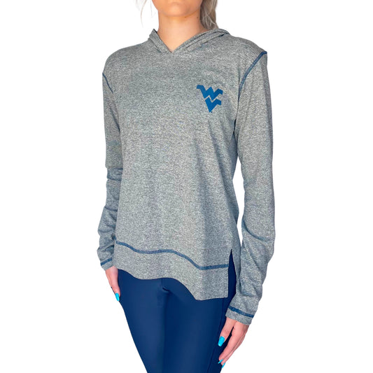 Women's Heather Gray West Virginia Mountaineers Contrast Hoodie Top