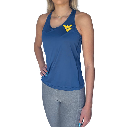 Women's Navy West Virginia Mountaineers Mesh Racerback Tank Top