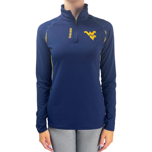 Women's Navy West Virginia Mountaineers Quarter-Zip Pullover Top