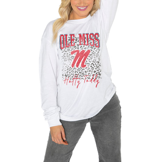 Women's Gameday Couture White Ole Miss Rebels Boyfriend Fit Long Sleeve T-Shirt