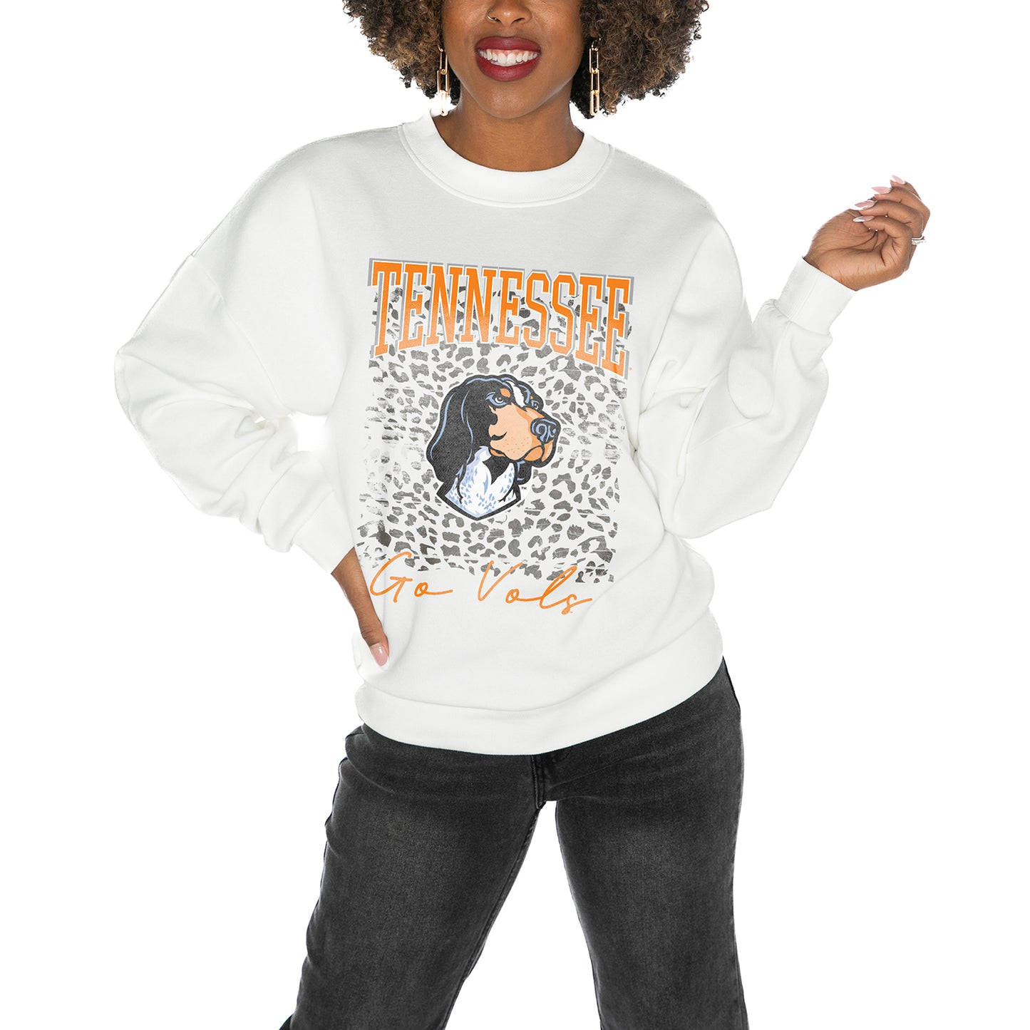 Women's Gameday Couture White Tennessee Volunteers Drop Shoulder Fleece Drop Pullover Sweatshirt