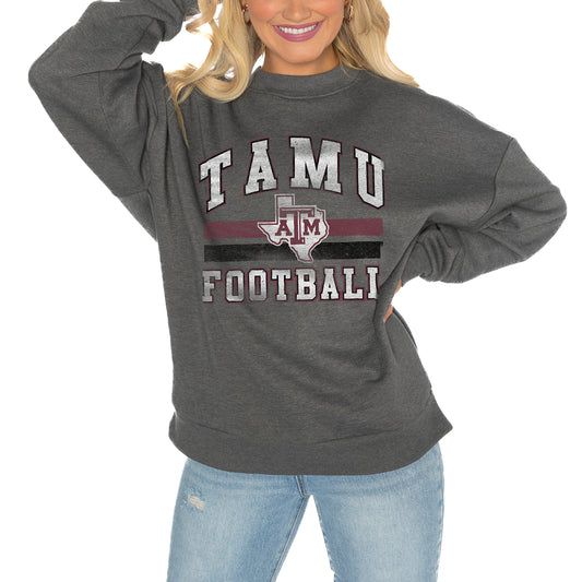Women's Gameday Couture Charcoal Texas A&M Aggies Drop Shoulder Fleece Drop Pullover Sweatshirt