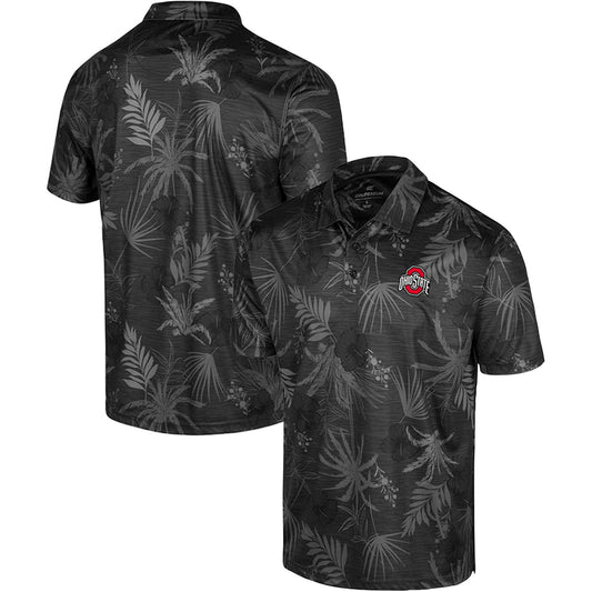 Men's Colosseum Black Ohio State Buckeyes Big & Tall Palms Polo