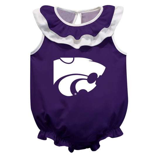 Girls Infant Purple Kansas State Wildcats Sleeveless Ruffle Bodysuit